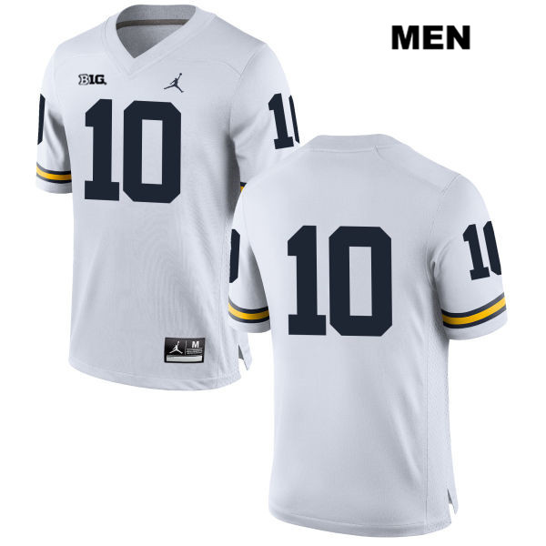 Men's NCAA Michigan Wolverines Devin Bush #10 No Name White Jordan Brand Authentic Stitched Football College Jersey TM25H46GG